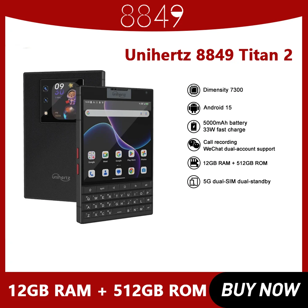 Unihertz 8849 Titan 2 QWERTY Keyboard Dual Display 5G Smartphone Smartphone 15 4.5