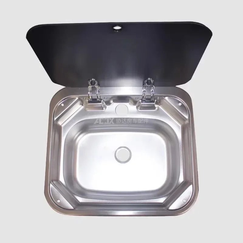 

Full New Rv Yacht Square Sink With Cover 304 Stainless Steel Water Basin Washing Basin Folding Single Cold Hot Water Faucet Rota