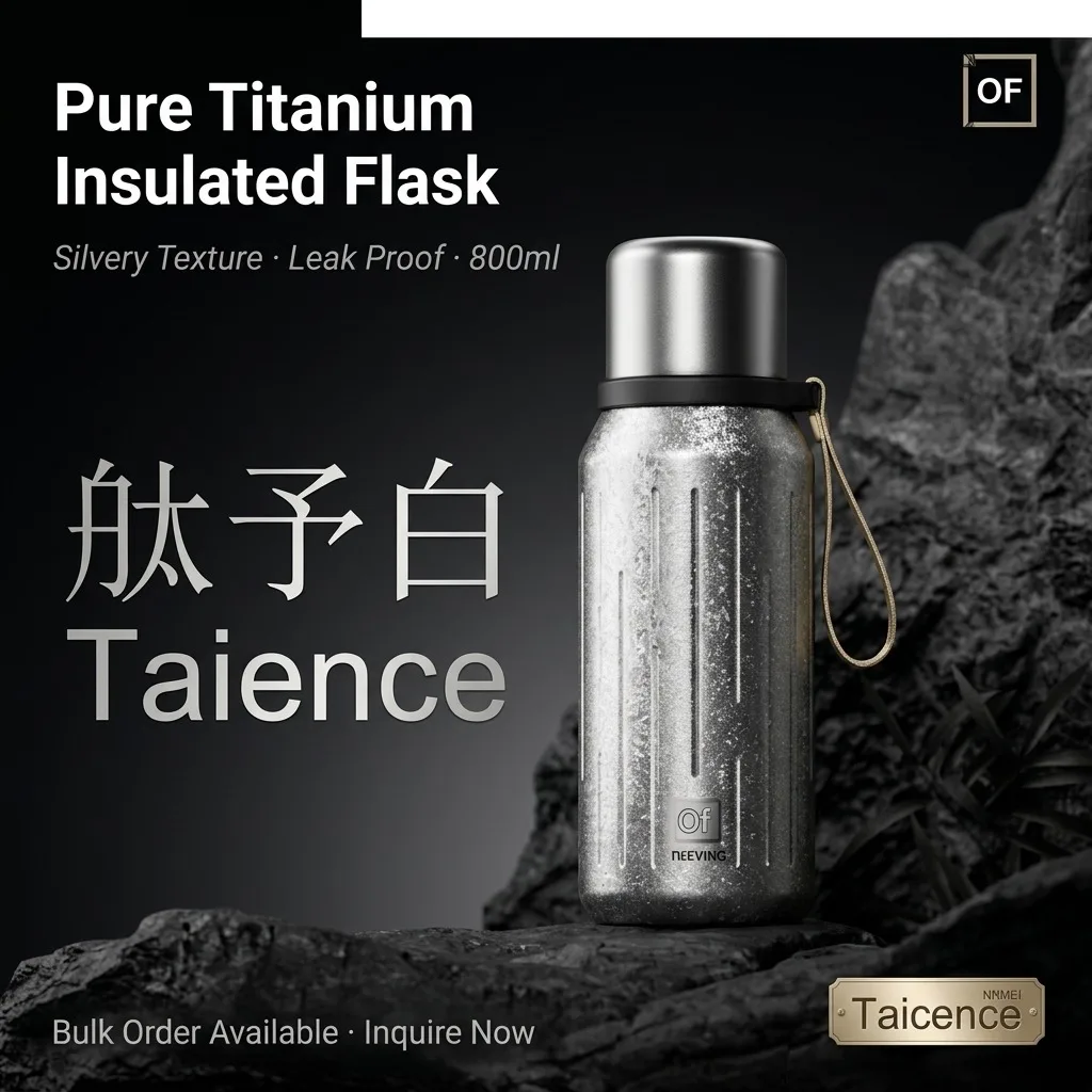 Titanium Water Bottle 800ml Insulated Thermos with Tea Infuser Leak Proof 12h Hot Cold Large Capacity Travel Mug for Office Car