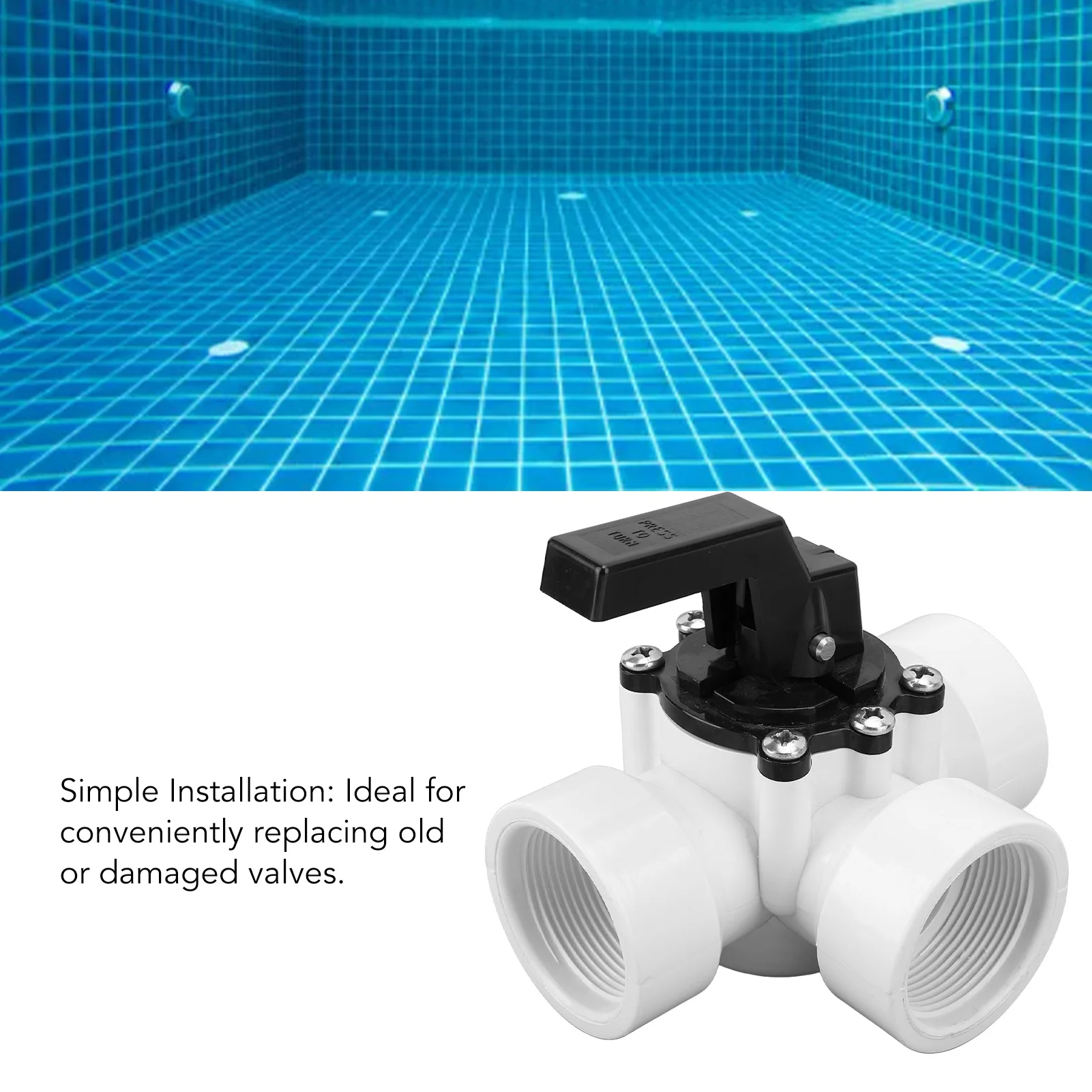 3 Way Pool Diverter Valve Female G1‑1/2in Female Thread Plastic Replacement Part for  Jandy 4715 Swimming Pool Spa