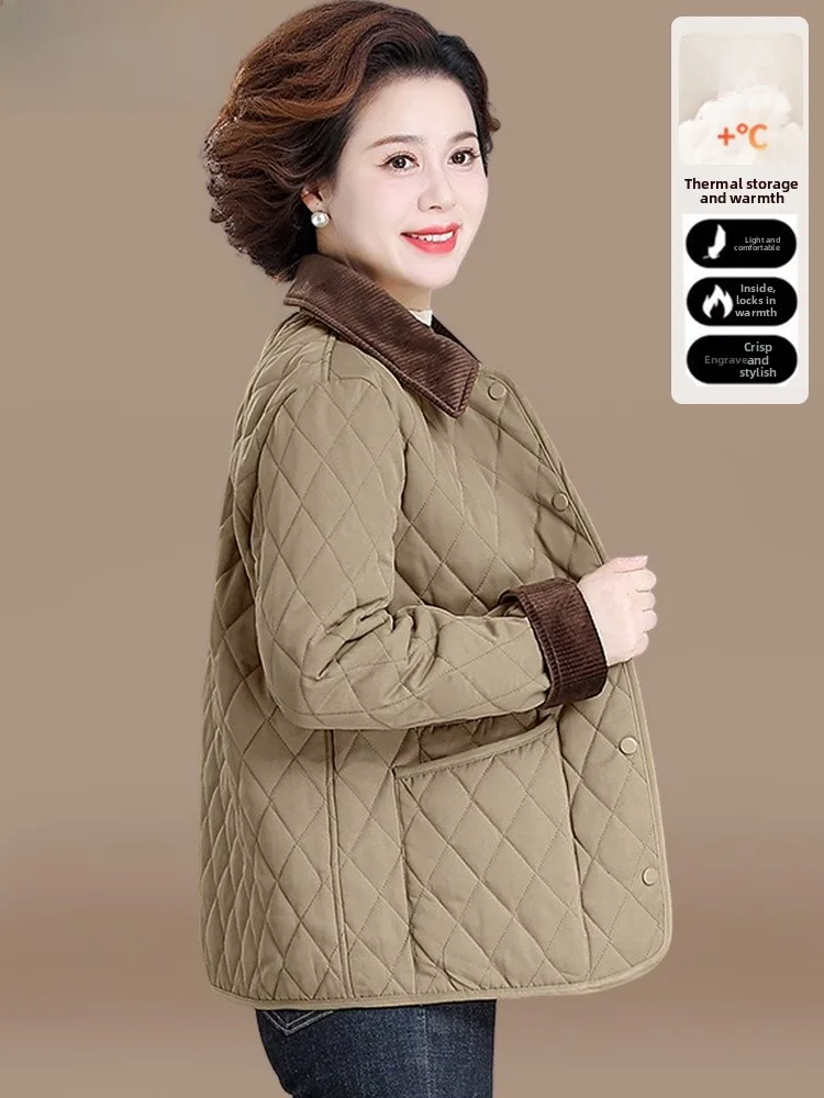 

Легкая пуховая хлопковая куртка для женщин среднего и старшего возраста, осенне-зимняя верхняя одежда, модный свободный кардиган