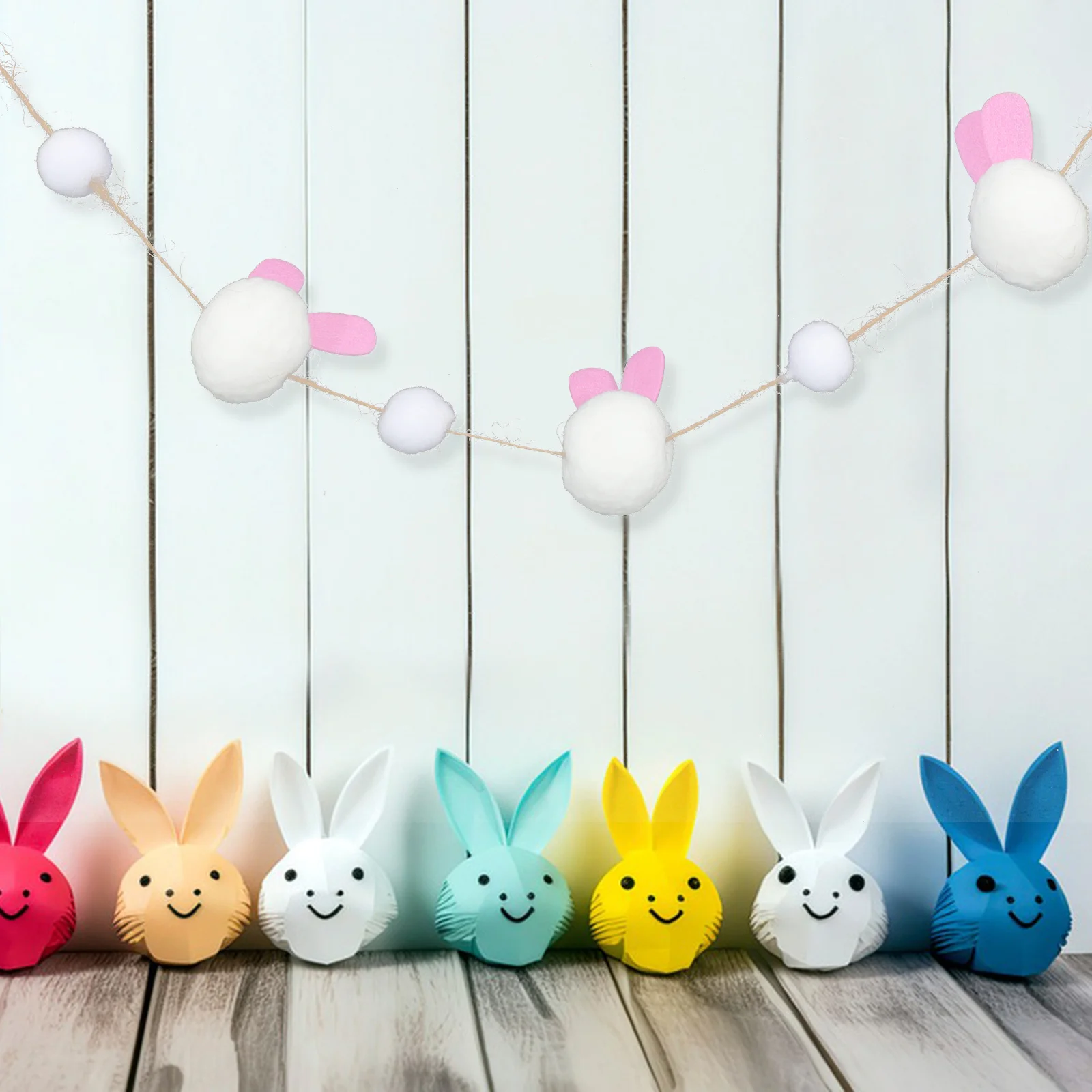 

Easter Banner Rabbit Hanging Decoration Wool Felt Easter Party Bunting Flag Home Office Festival Decor Decorative Banner