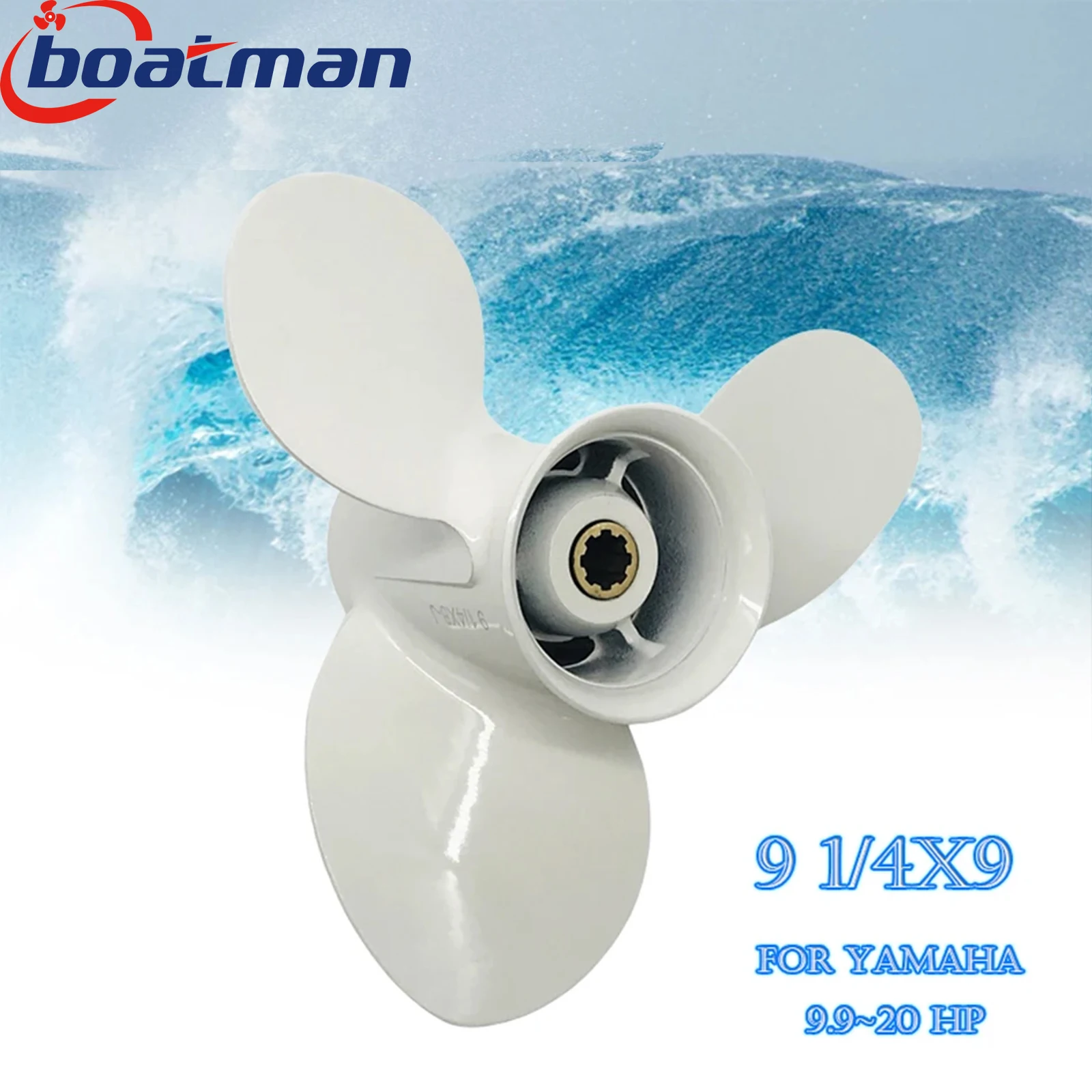 Boat Outboard Propeller 9 1/4x9 For Yamaha 9.9-20HP 2/4 Stroke F9.9 F15 F20 63V-45945-00-EL Aluminum 8 Spline Tooth Engine Part