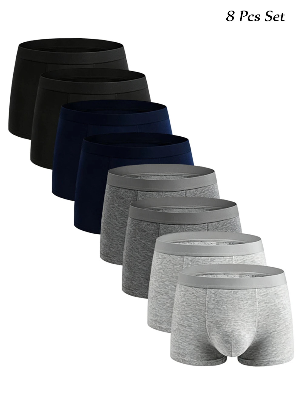 Breathable Men's Boxer Briefs 8-Pack Breathable Chafe-Free Ultra Soft Durable Underwear with Comfort Fit
