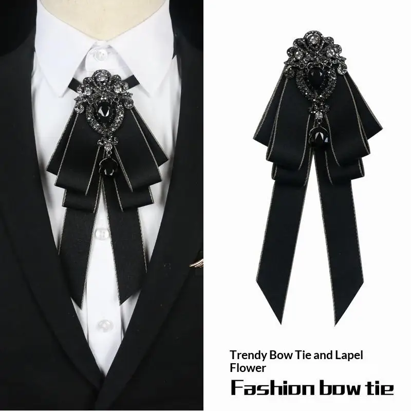 Fashion Ribbon Bow Necktie Rhinestone Crystal Fabric Cloth Art Luxury Ornament Gift For Womens Wedding Decoration