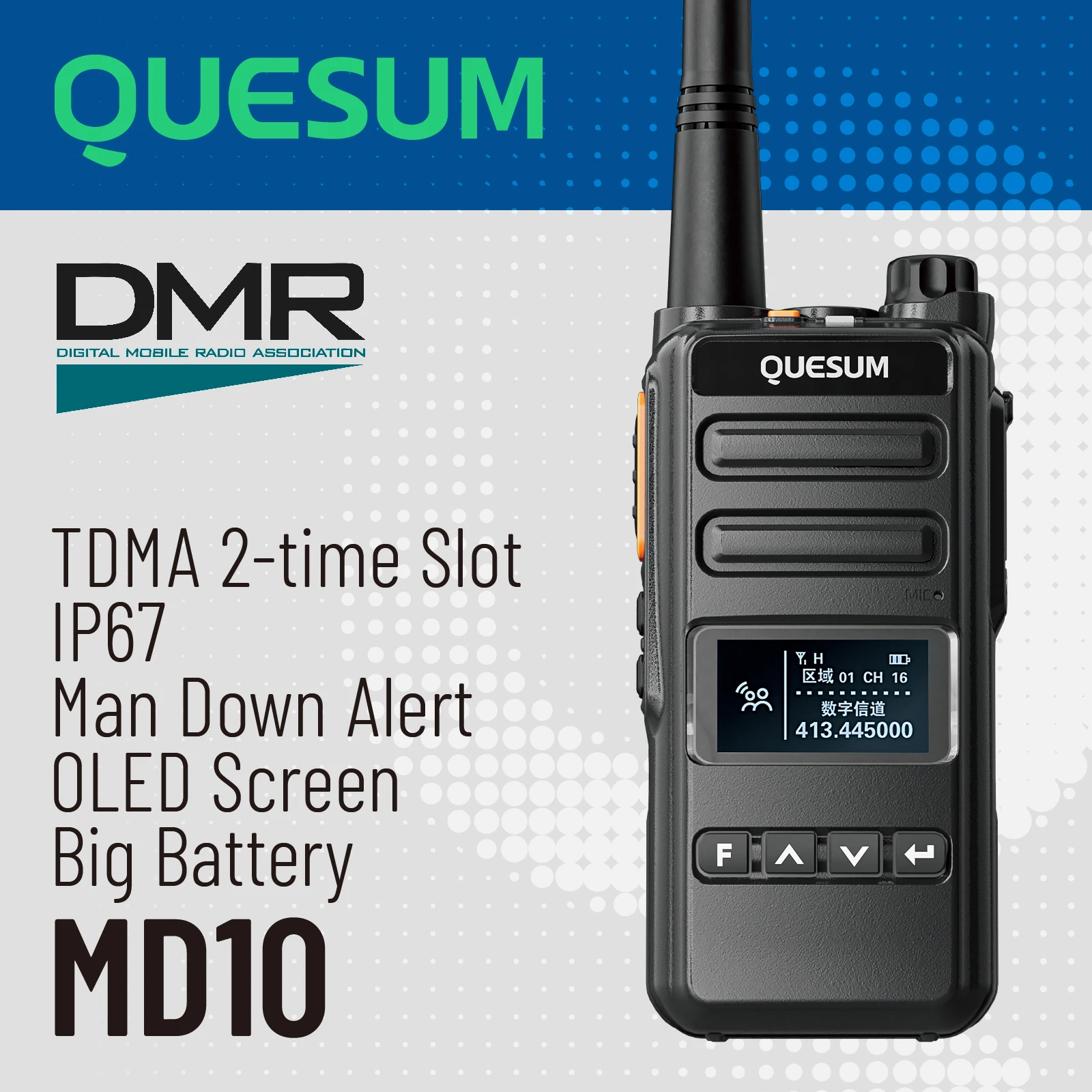 Long Range Digital Walkie Talkie Two Way Radio Rechargeable Transceiver Portable DMR MD10