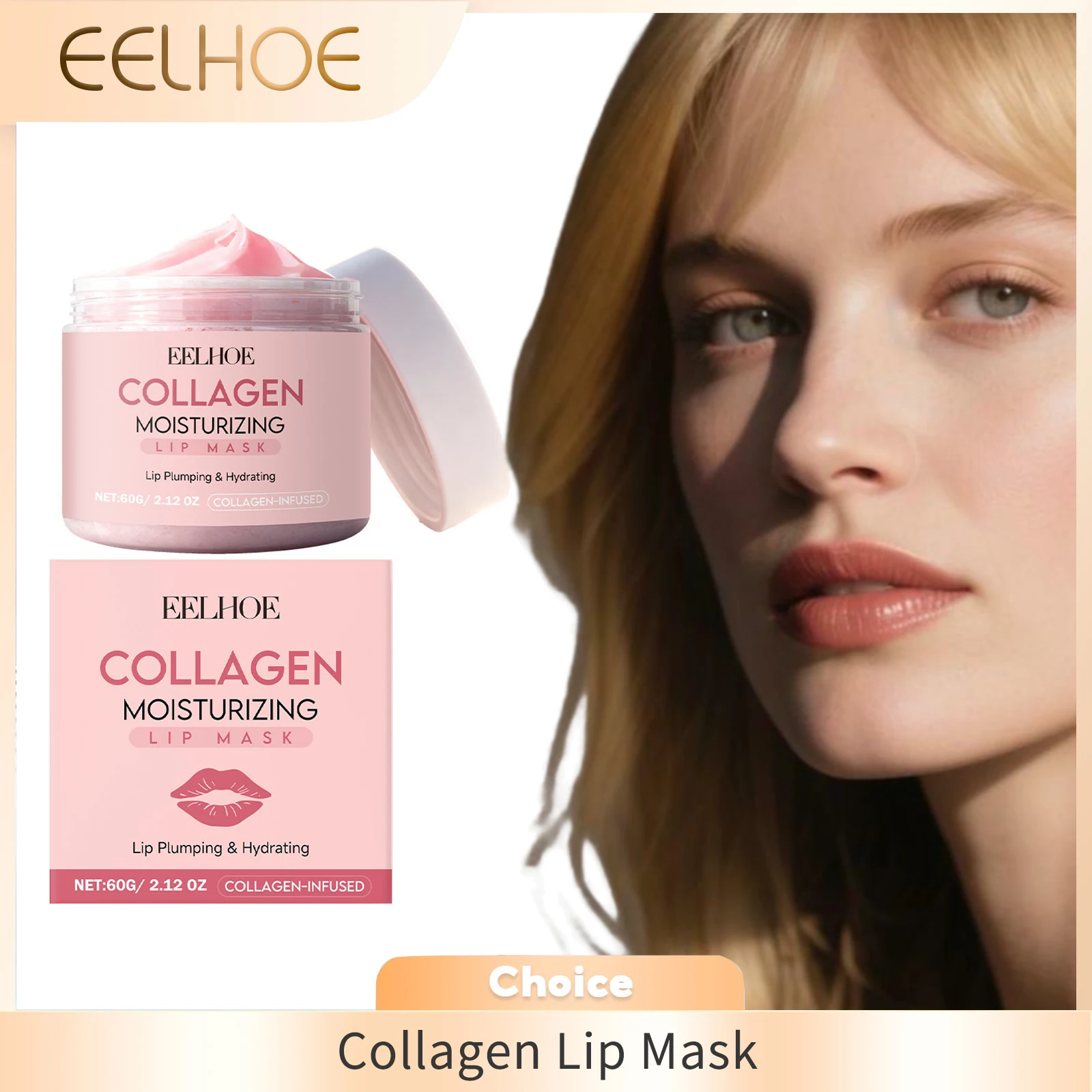 

Collagen Lip Mask for Lip Plumping Moisturizing Fade Lip Lines Deep Hydration Exfoliating Reduce Lip Dryness Repair Lip Care 60g