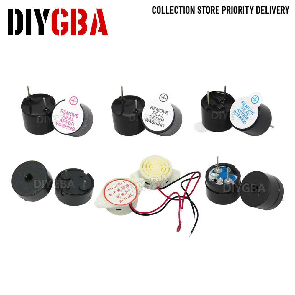 5PCS SFM-27 Active Buzzer High-decibel 3-24V 12V 95DB Passive buzzer 12085 16R / YD15240 17x7mm 0905 Active Buzzer 3V 5V 12V