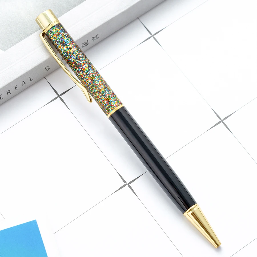 Bunt in das Öl Goldpulver Treibsand-Kugelschreiber, luxuriöser Metallstab, rotierender 1,0-mm-Kugelschreiber für Schule und Büro – Detail 17
