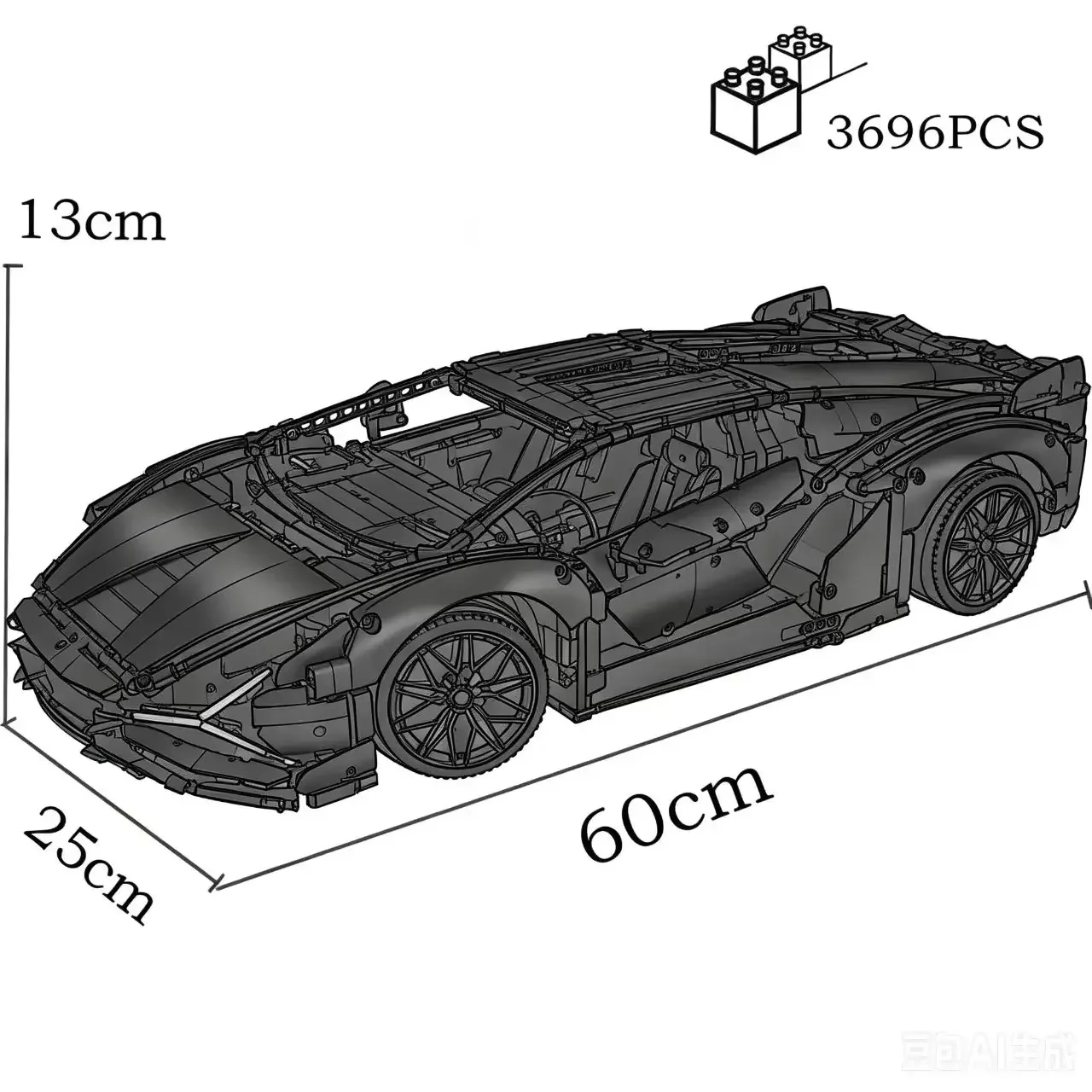 3696PCS technology building block car model compatible with 80096 SIAN sports car building block birthday gift Christmas gift