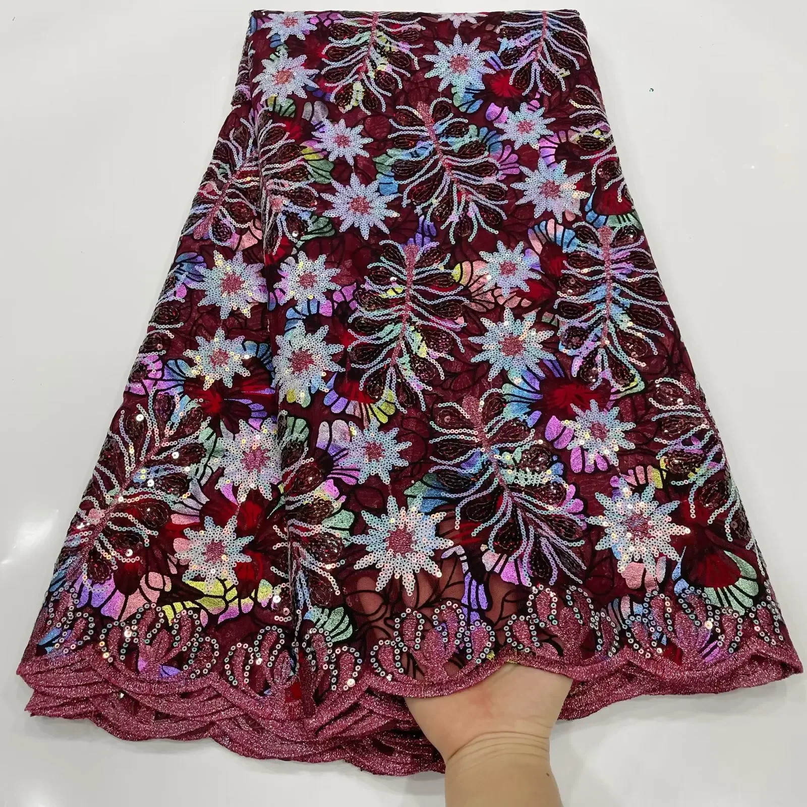 cx new wedding dress flocking base cloth embroidery fabric, sequined embroidery lace printing fabric