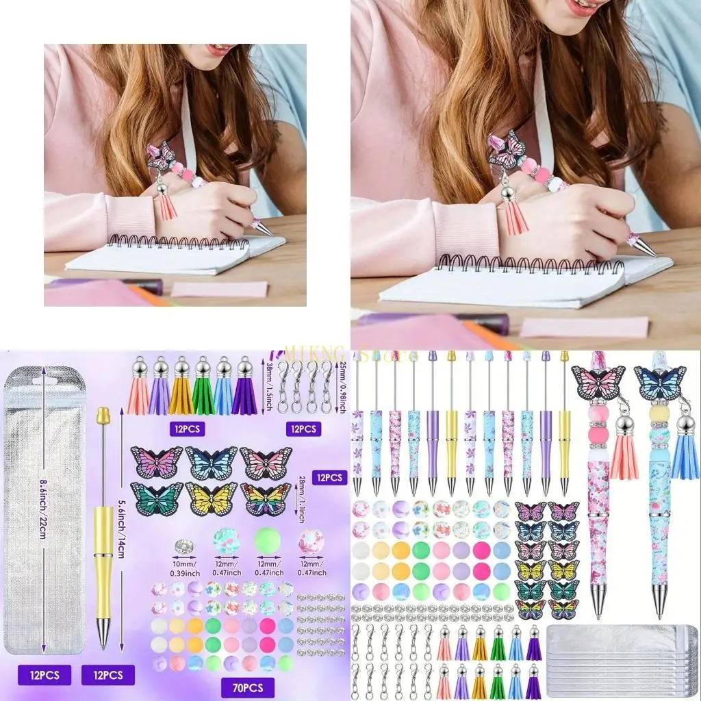 

Plastic Beadable Pen Bead Ballpoint Pen Pendant Bead Pen Shafts Inks Rollerball Pen Kids Students Office School best sale