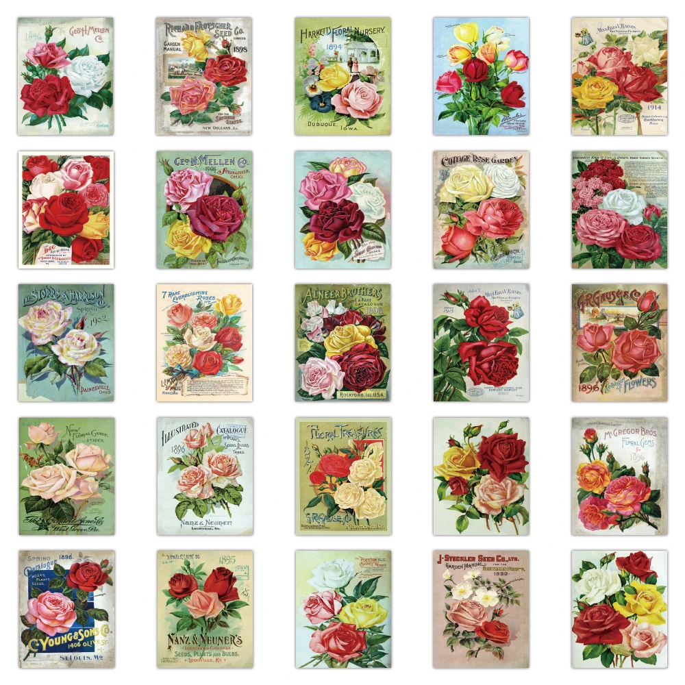 10/30/50PCS Vintage Flower Background Graffiti Decorative Sticker Skateboard WaterCup Guitar Laptop Skateboard ComputerWholesale