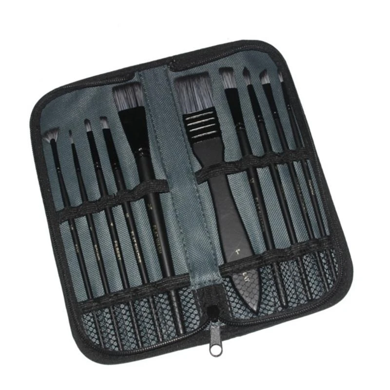 10 قطعة مجموعة فرشاة الطلاء للأكريليك النفط الألوان المائية الغواش اللوحة المائية فرشاة الأكريليك فرشاة مع حقيبة الحمل #5