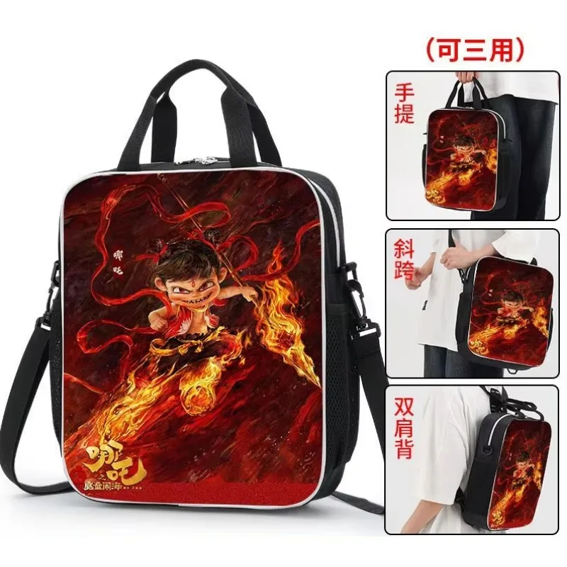 Nezha Aobing two-dimensional anime peripherals cartoon student tutoring large-capacity multifunctional crossbody canvas bag gift