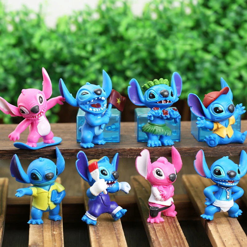 8Pcs/Set Disney Stitch Toys Figure Surfing Lilo and Stitch Kawaii Model Action Figurines Collection Ornaments Child Navidad Gift