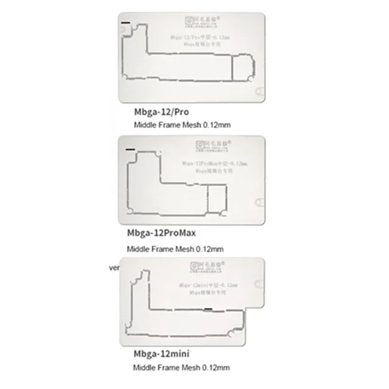 0,12 mm Amaoe middenframe BGA Reballing stencil voor iPhone 12 Mini Pro Max middenlaag planting tin sjabloon