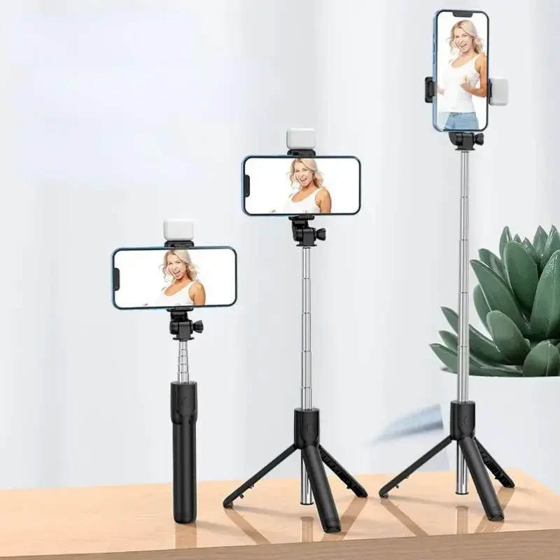 for Android IOS TikTok Selfie Stick Wireless Bluetooth Selfies Stick with Fill Light Foldable Portable Tripod for Mobile Phone