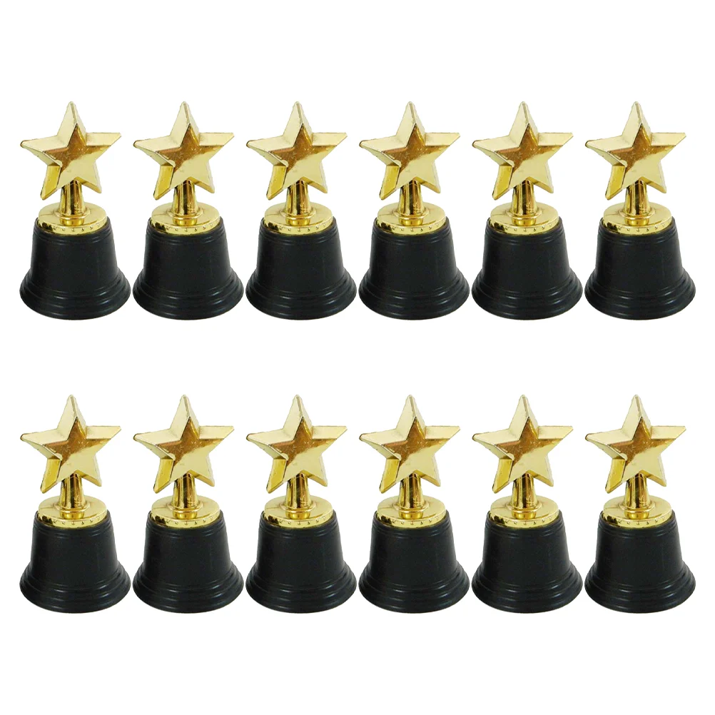 

Award Golden Mini Award Trophy Prizes Decor Plastic Reward Prizes Kindergarten Kids Gift Awards Trophy with Black Base