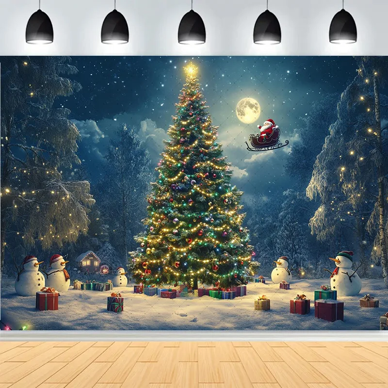 Winter Merry Christmas Festive Windows Photography Background Snowflakes Birthday Party New Year Photo Studio Backdrops PL-24