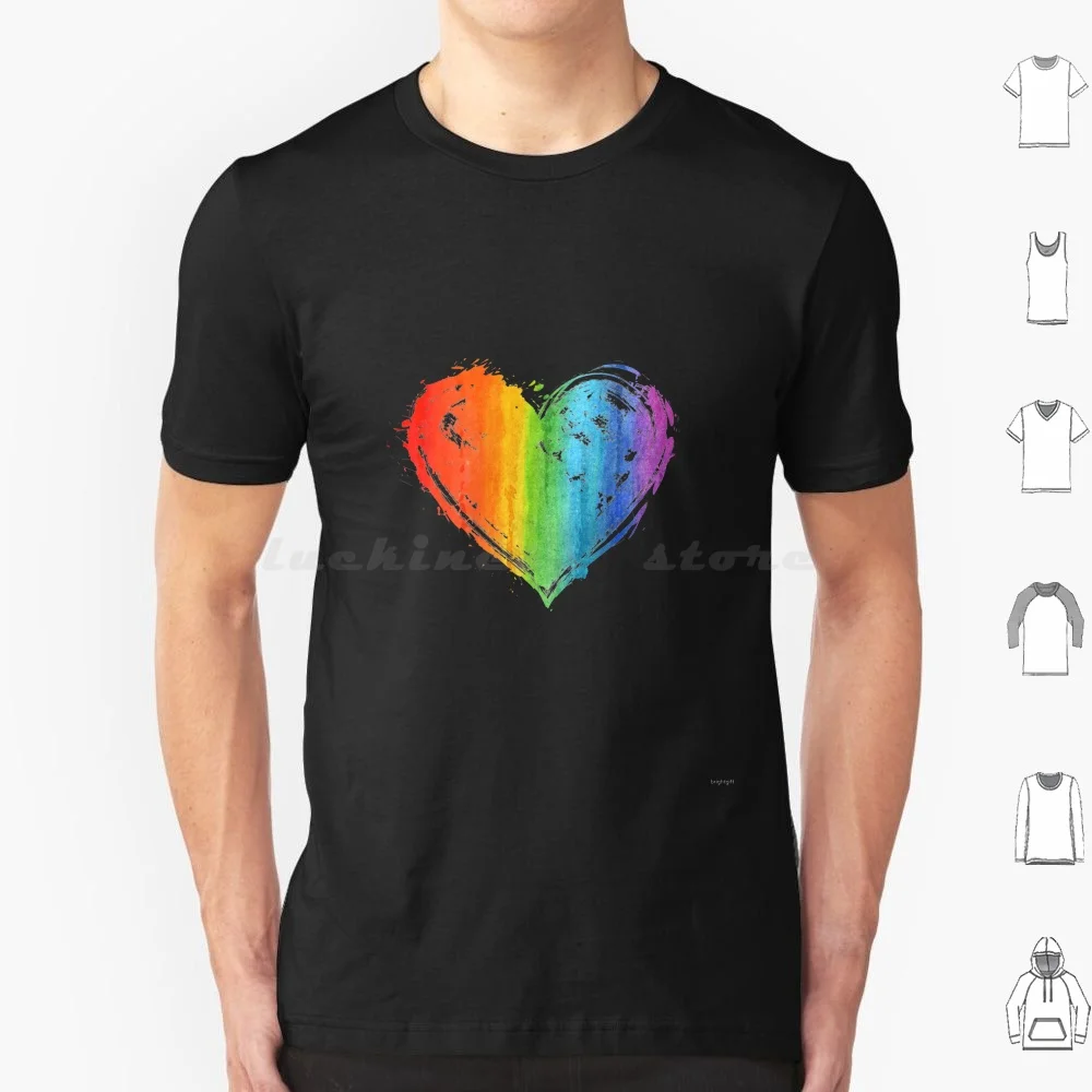 Pride Month Heart Flag Equality T Shirt 6xl Cotton Cool Tee Pride Rainbow Bisexual Queer Pride Flag Trans Bi Funny Pride