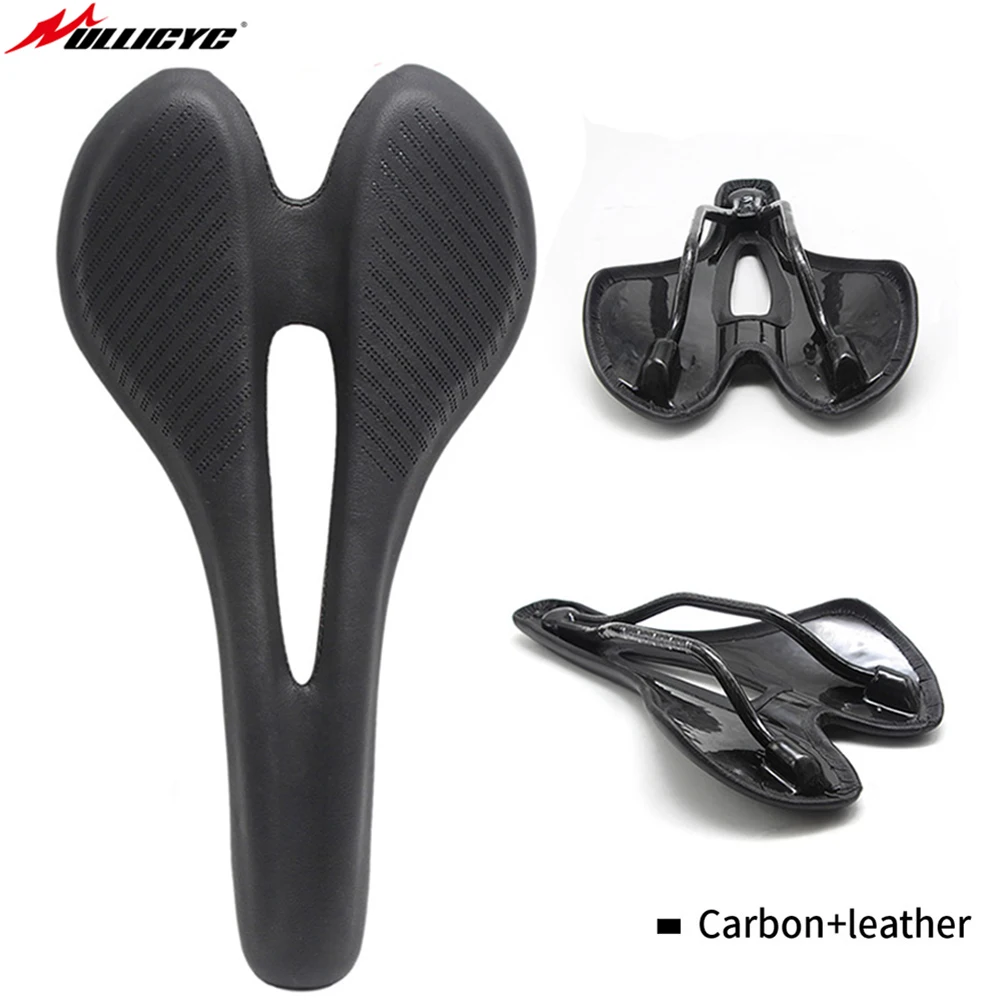 

ULLICYC Bicycle Saddle T800 Carbon Saddle Breathable Comfortable Leather Bike Seat MTB/Road Glossy UD Texture Bike Accessories