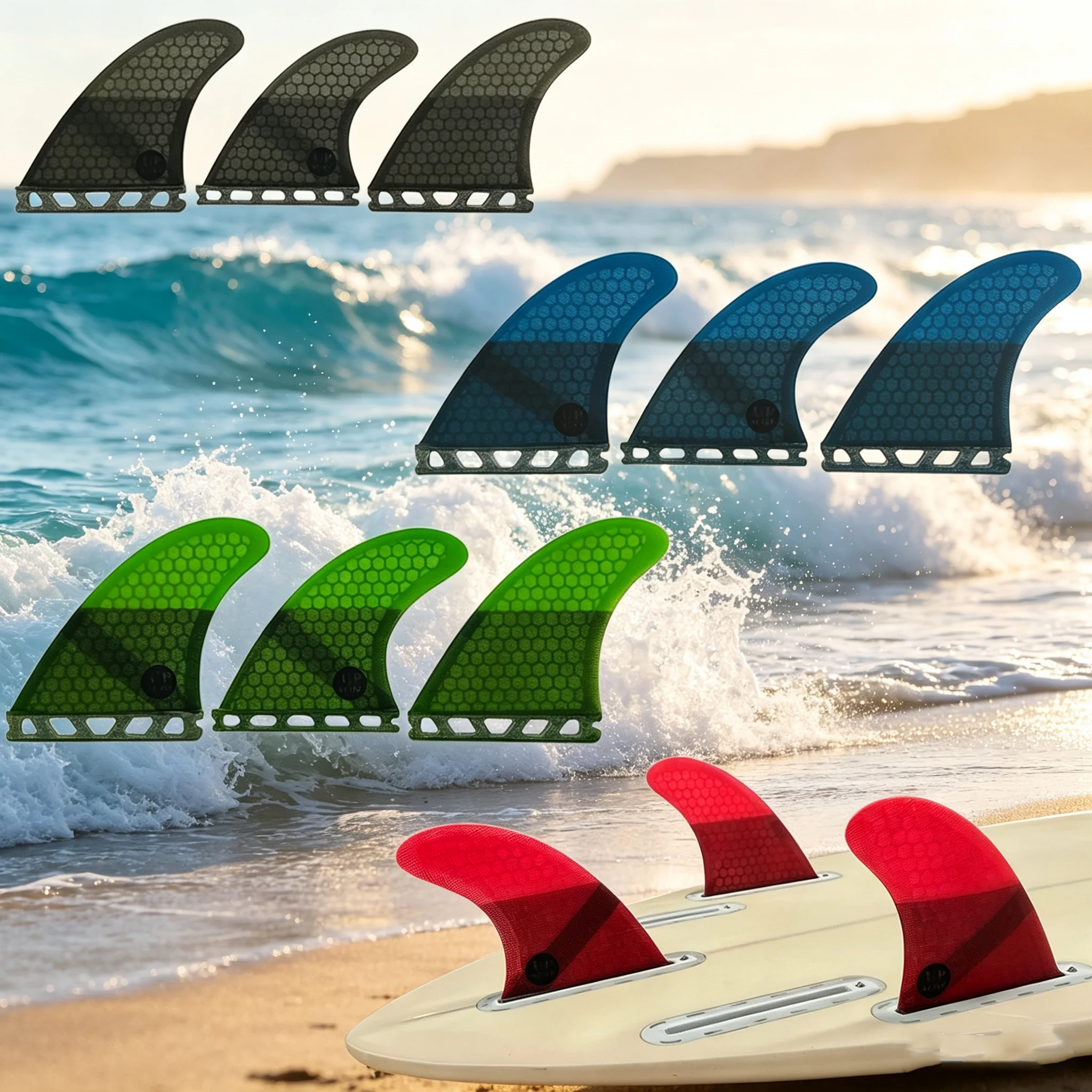 ailerons-de-surf-upsurf-future-surf-lot-de-3-en-fibre-de-verre-nid-d'abeille-accessoires-pour-shortboard-aileron-de-plongee-performance-pour-planche-de-surf-queue-de-planche