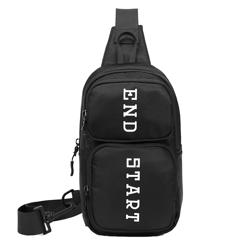 New Men Chest Bag Trendy Letter Printed Shoulder Bags Men Chest Bags Casual Oxford Sports Backpack Lightweight Travel Sling Bag