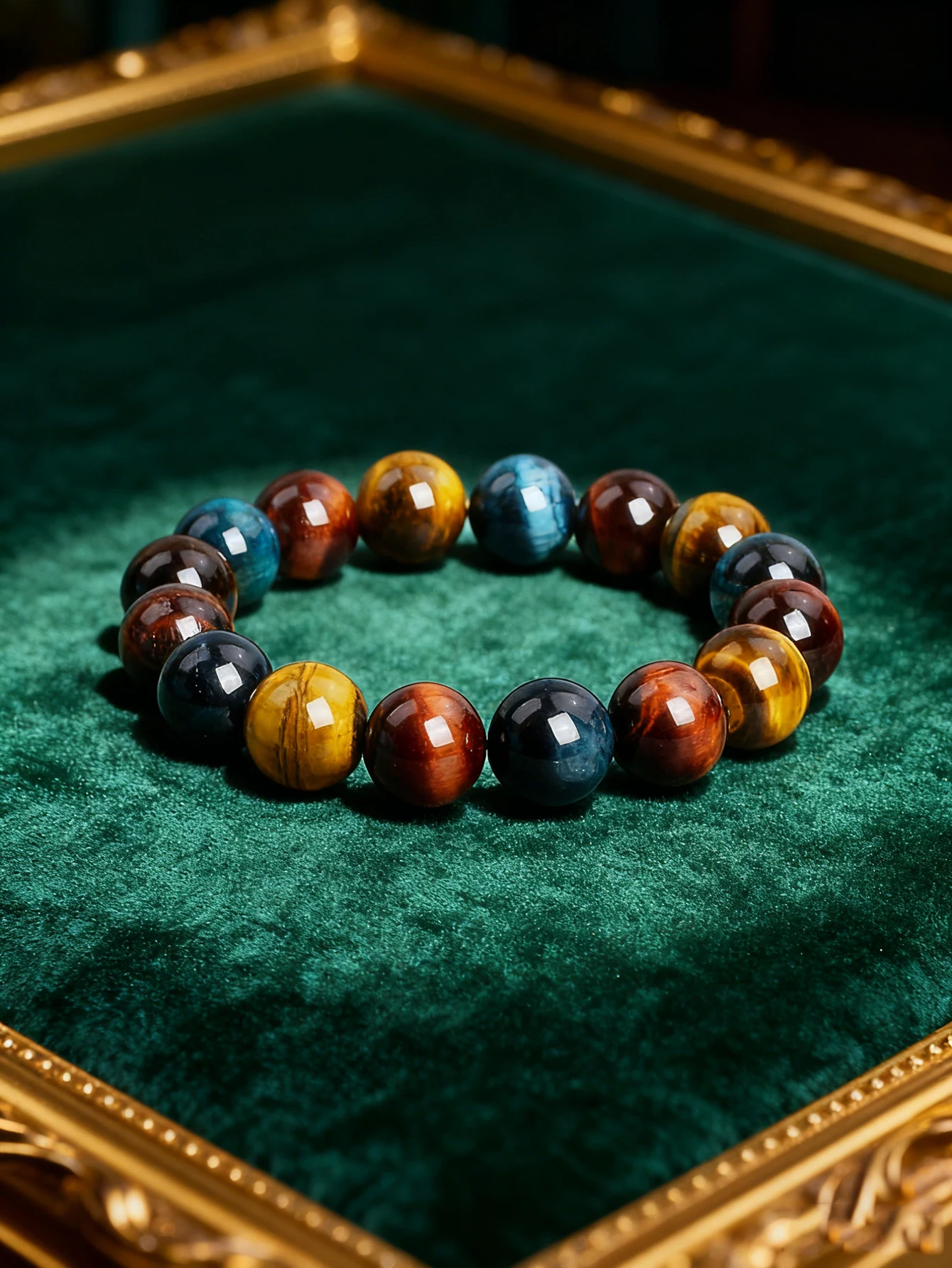 Tiger's Eye Bracelet Three Color Natural Stone Beaded Handmade Stretch for Energy Reiki & Charm Protection Healing Jewelry Gift