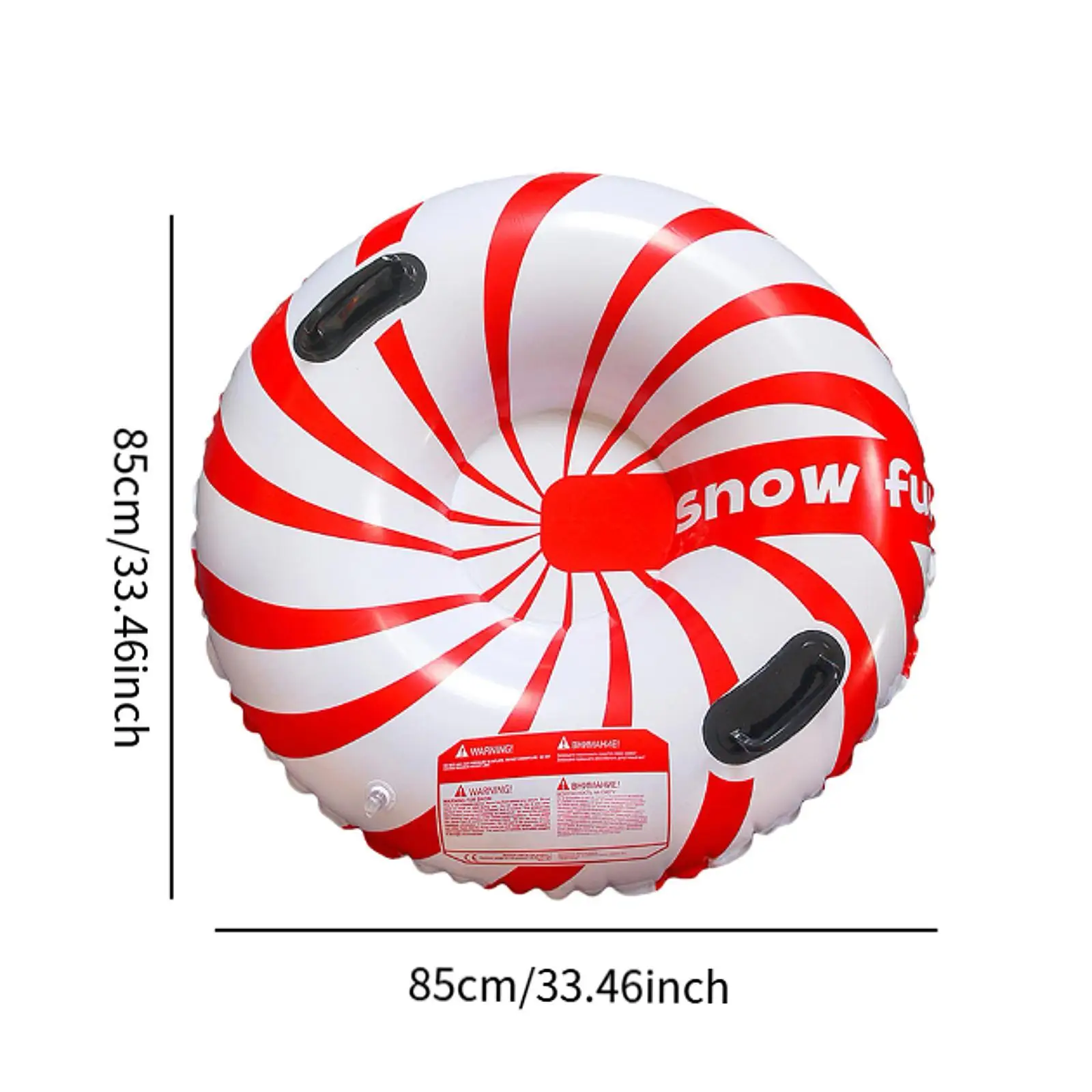 Tubo de neve inflável de 33,5 polegadas com alças anel de neve inflável de trenó