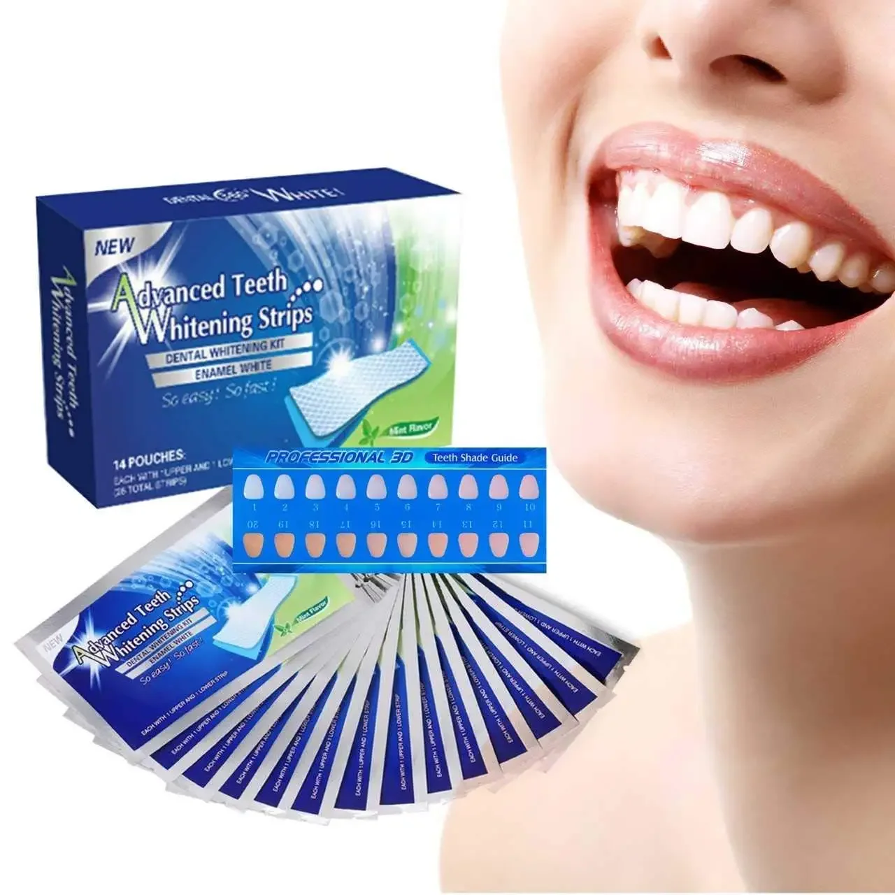 14Pairs Advanced Teeth Whitening Strips Stain Removal for Oral Hygiene Clean Double Elastic Dental Bleaching Strip