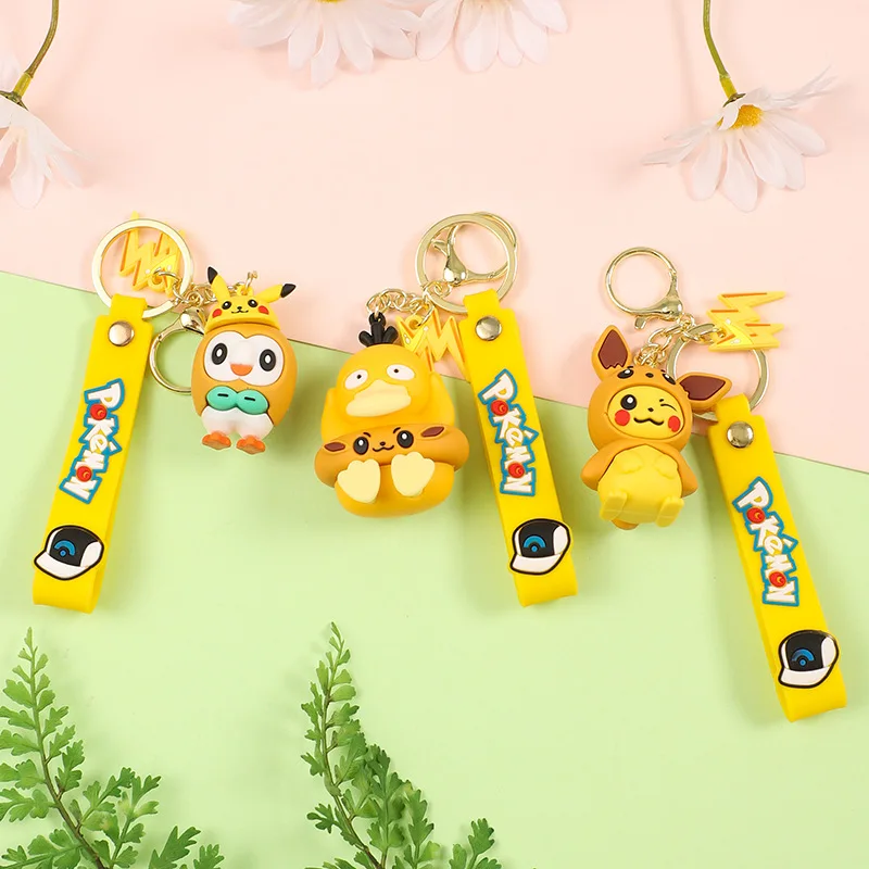 5-7cm Anime Takara Tomy Pokemon Psyduck Eevee Pikachu Rowlet PVC Action Figure Toys Pendants Key Chains Gifts For Children