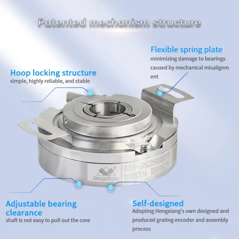 NEW HENGXIANG Elevator Encoder Original New K58 2500ppr UVW Signal Incremental 24mm Thickness 58m External Diameter Hollow Shaf