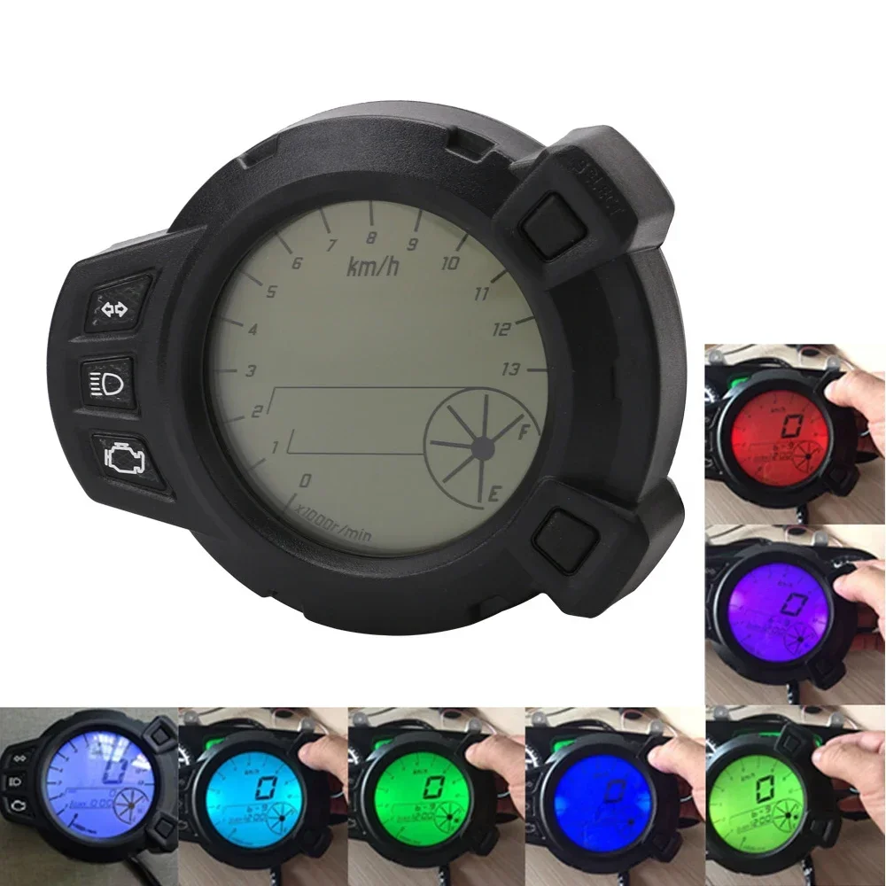 1set For unverisal motorbicycle instrument modification large displacement LED display speedometer 7 color meter for