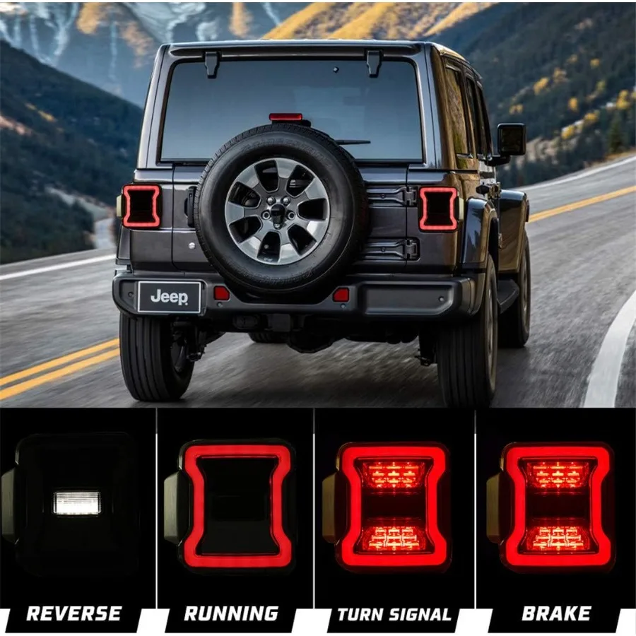 أضواء خلفية LED مدخنة لملحقات جيب رانجلر JL 4xe 20182025 مع مبيت أسود وعدسة ملونة معززة للرؤية #2