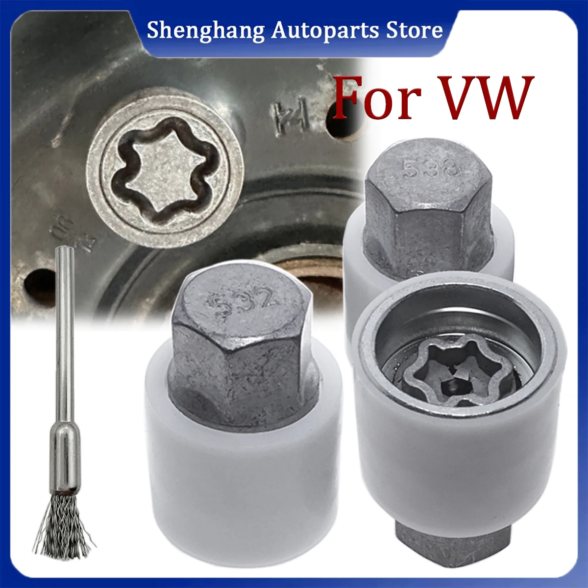 1X Fits For VW Touareg Scirocco Beetle Polo CC Tire Anti-Theft Screw Wheel Lock Key Removal Tool Wheel Lock Nuts Socket Adapter