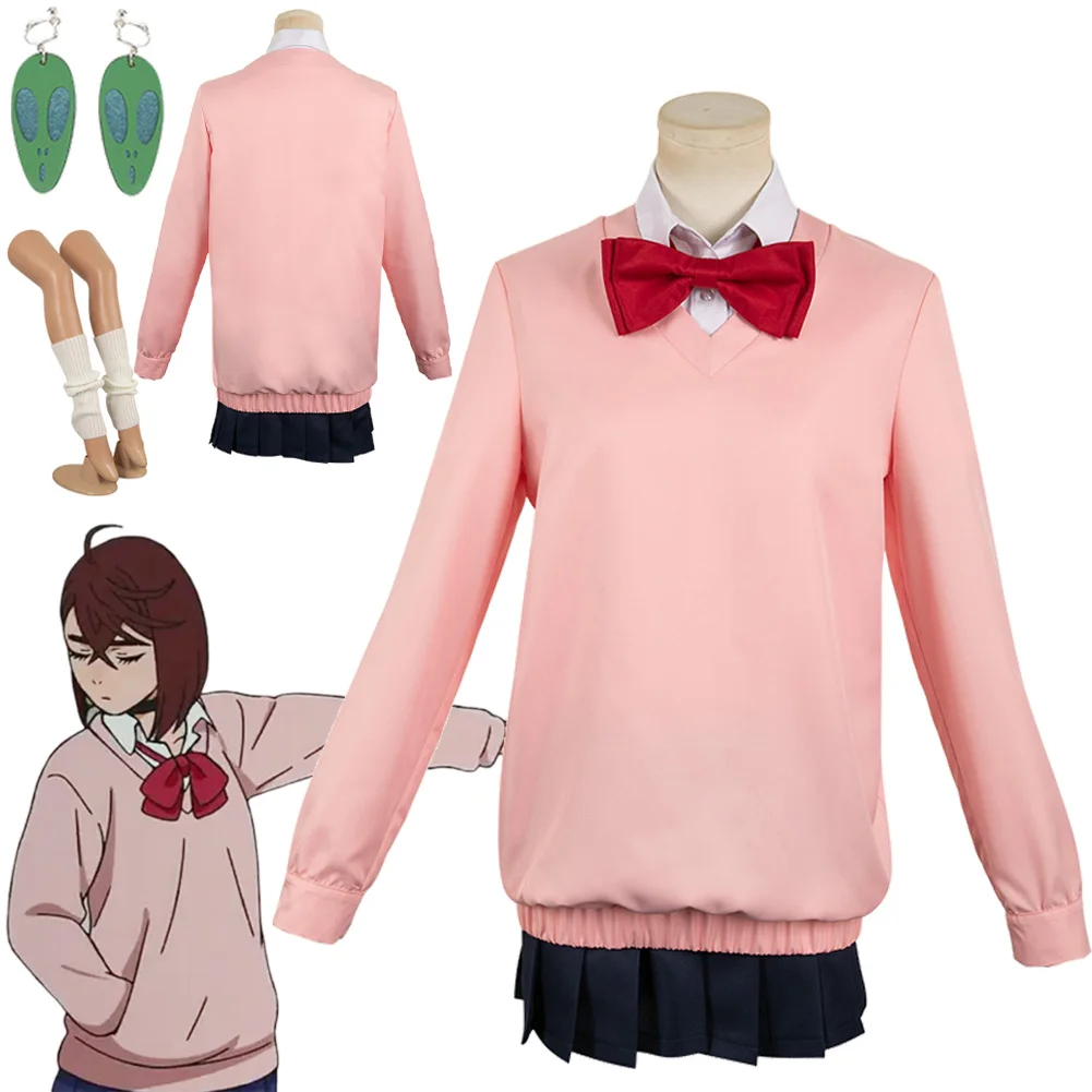 Momo Ayase Cosplay Fantasy Earrings Bow Tie Skirt Anime Dan Dan Costume Disguise Adult Women Roleplay Fantasia Outfits Female