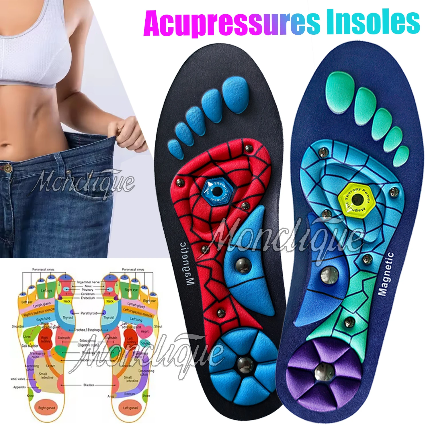 

Магнитотерапевтические массажные стельки, поддержка свода стопы, акупунктурный массаж, амортизирующая нескользящая дышащая износостойкая стелька для спортивной обуви