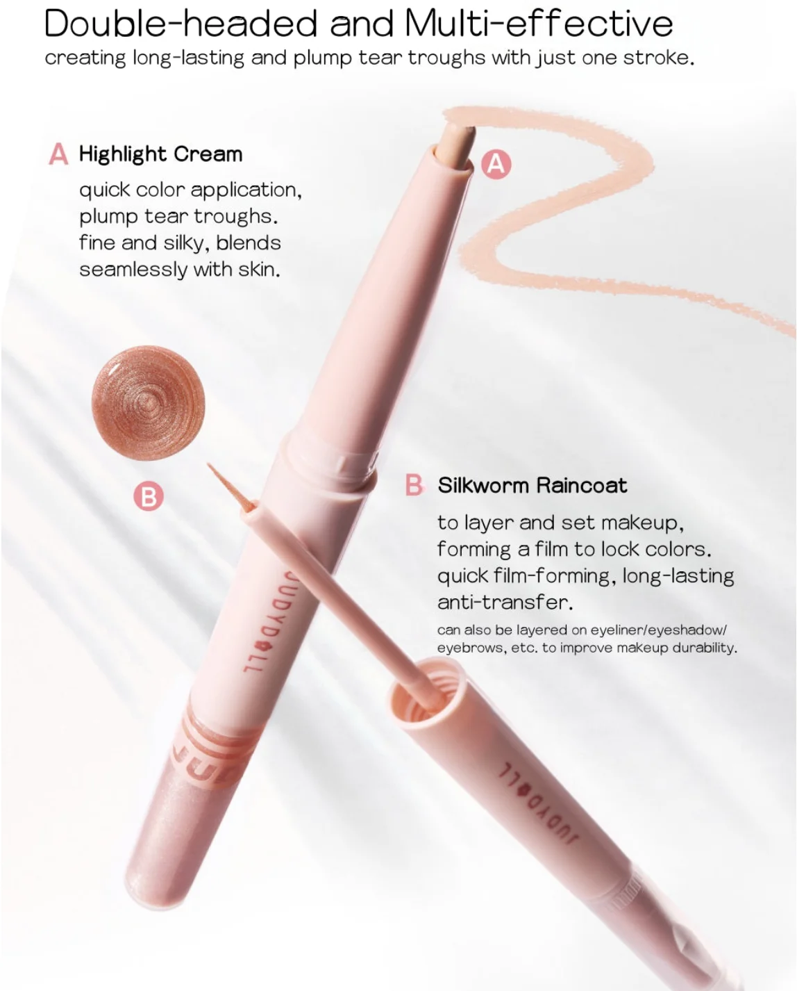 JUDYDOLL デュアルエンド アンダーアイ ペン シャドウ ハイライター マット ネイチャー 100% オリジナル メイクアップ コスメティック