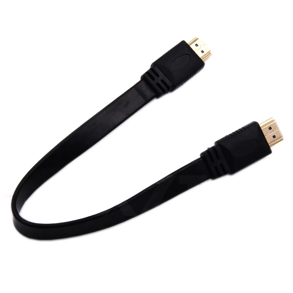 Kabel kompatybilny z HDMI Full HD krótki płaski przewód wtyk męski na męski HDMI dla Audio wideo HDTV TV PS3 0.3M 0.5M 1M