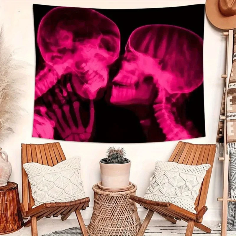 1pc, 2D flat, background banner depicting a couple kissing in a dark environment. Perfect for home décor, any season. wsj