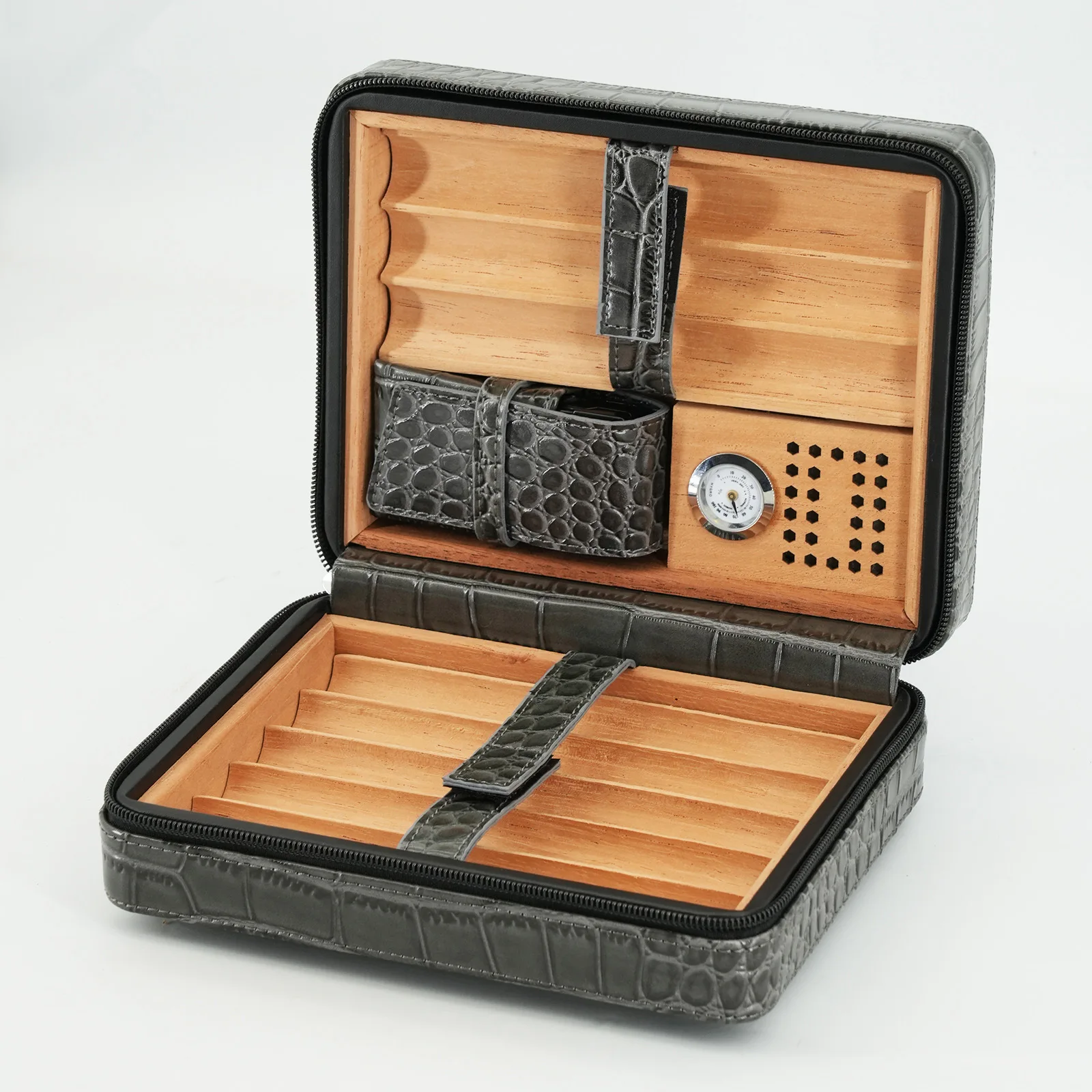 Nuevo producto: caja para cigarros de ocho unidades, caja de embalaje portátil de gran capacidad, caja para cigarros de cuero negro para facilitar su transporte.