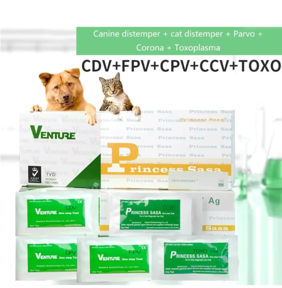 Pet Test Kits at Home for Dog or Cat Urine Stool Sample Collection Kits Result in 5-10 Minutes for CPV-CDV-FPV-TOXO-CCV