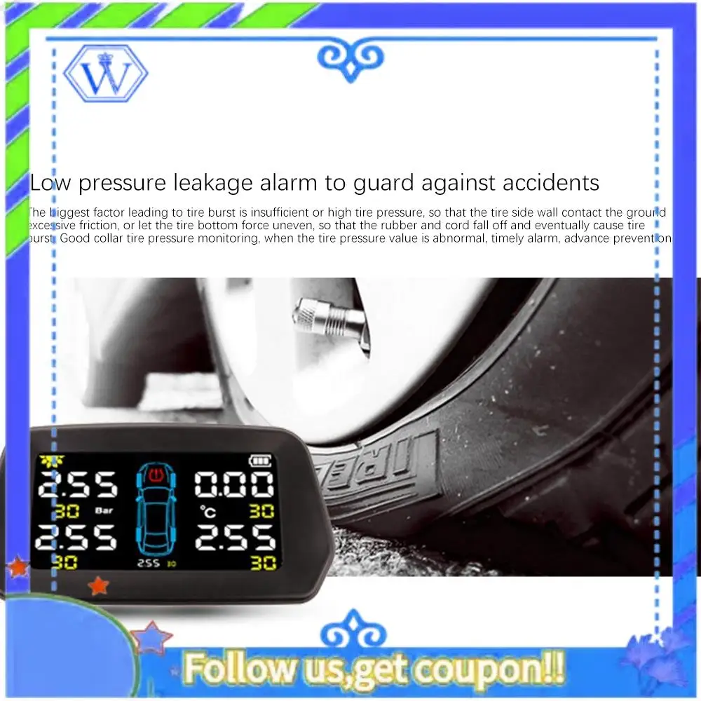 

M46K-Car TPMS Tire Pressure Monitor Solar External Sensor Tire Pressure Alarm Monitoring System Control Spare Tire