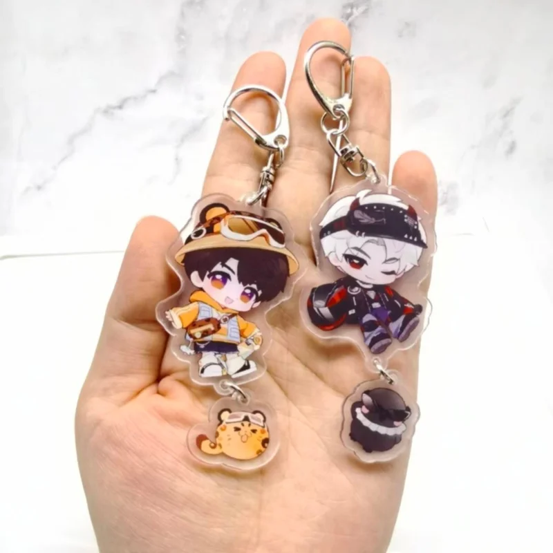 Love and Deepspace Mollytea Acrylic Keychain Cartoon Figure Zayne Rafayel Xavier Sylus Keyring Bag Charm Ornament Cosplay Props