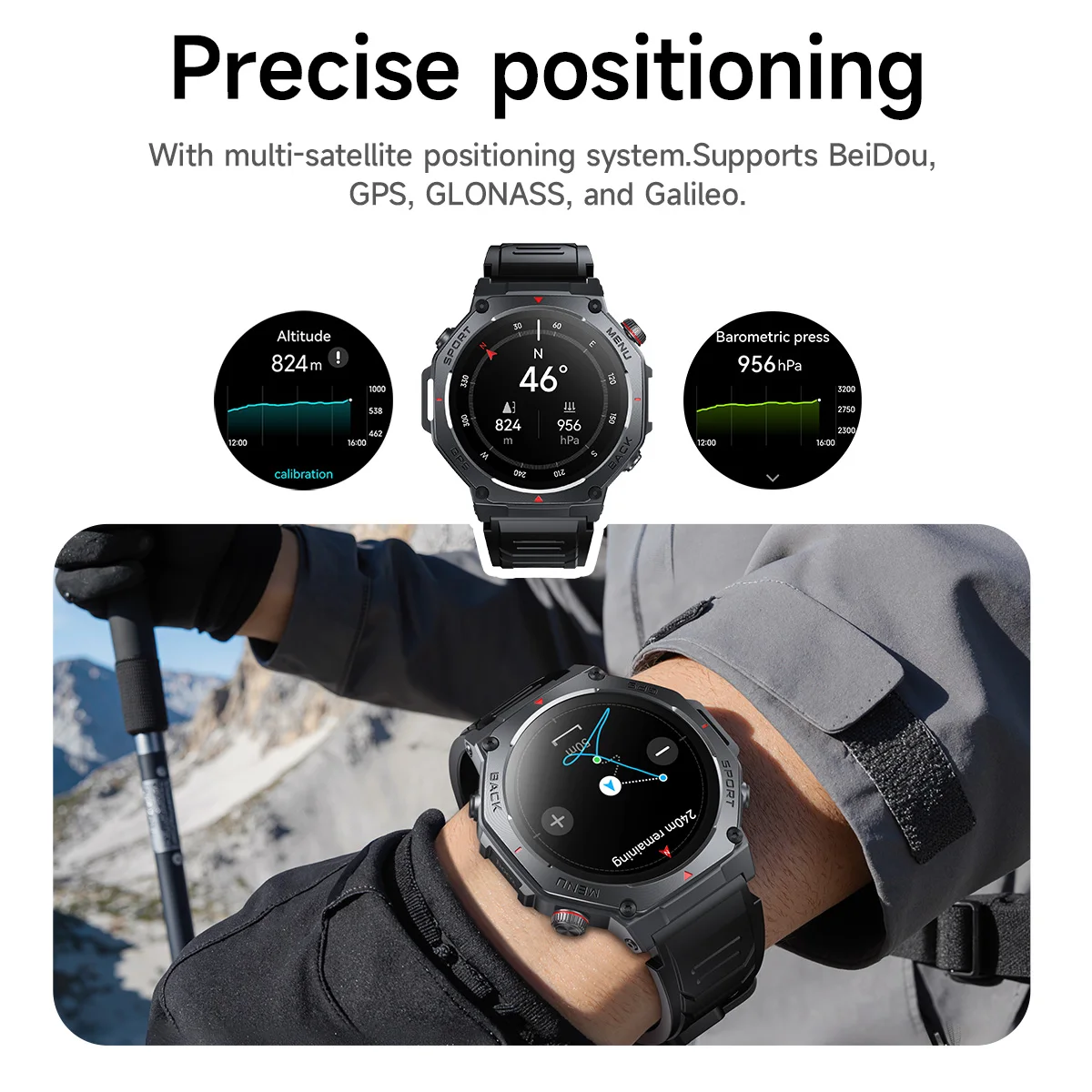 HOCO 1.43 inch AMOLED GPS Sports Touch Screen Watch Bluetooth 5.3 Heart Rate Sleep Oxygen Monitoring Call Version Smart Watch view 3