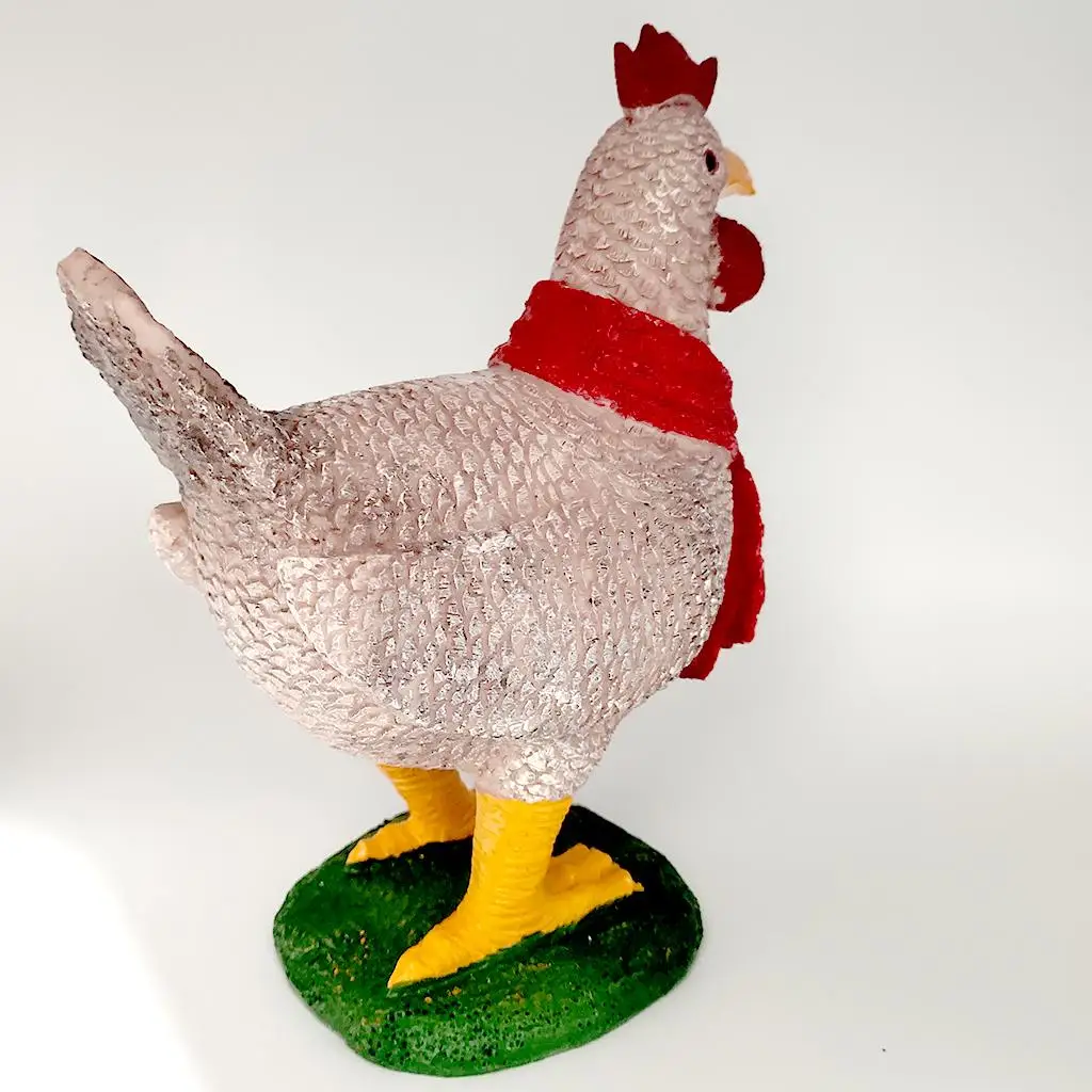 

Chicken with Scarf Resin Garden Stakes Christmas for Patio Lawn