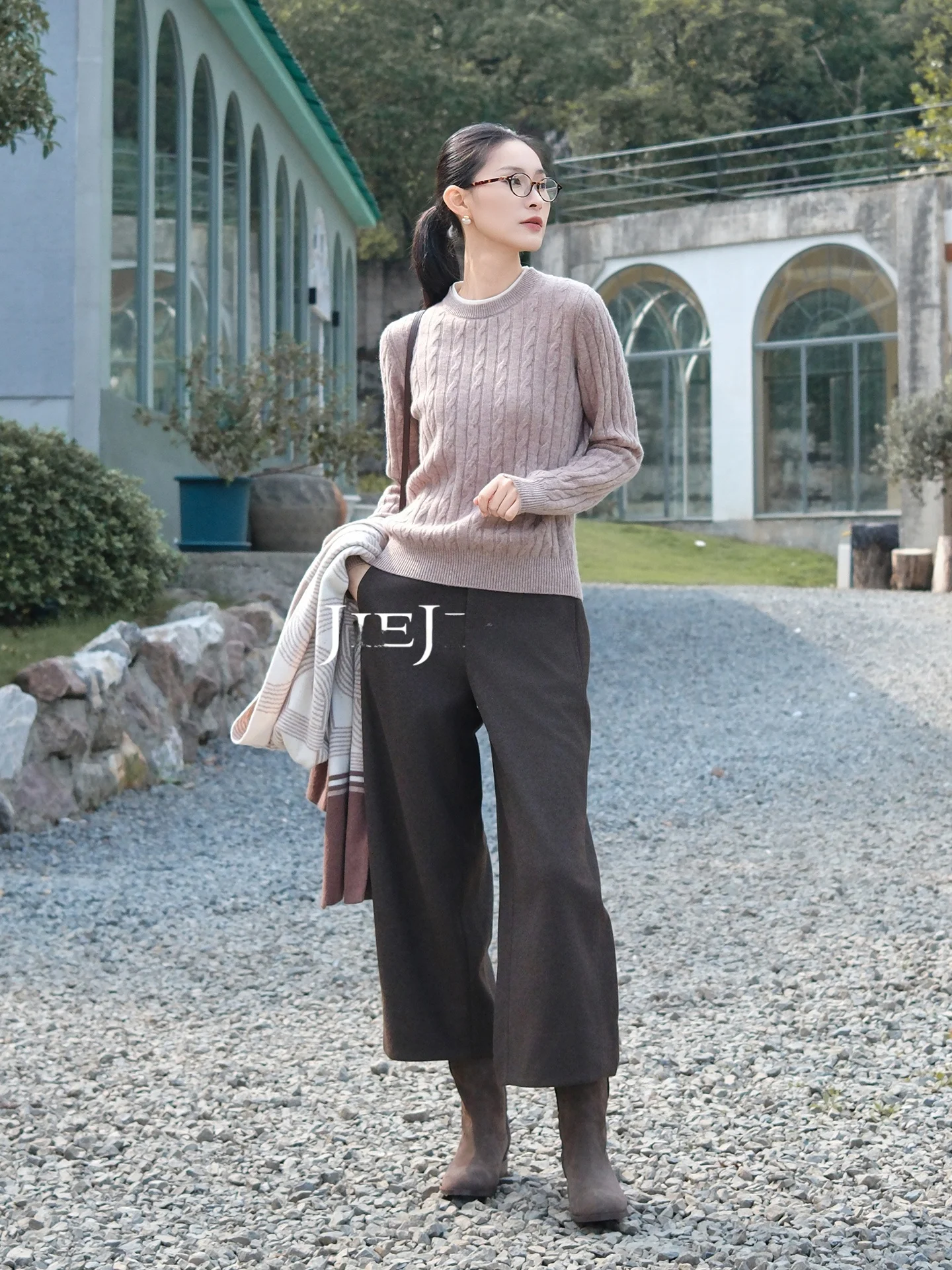 

JIEJI Zhang 00% Wool Long Sve round Ne Pullover Sweater Versatile Layered Look Commute Friendly Soft Warm Winter ential