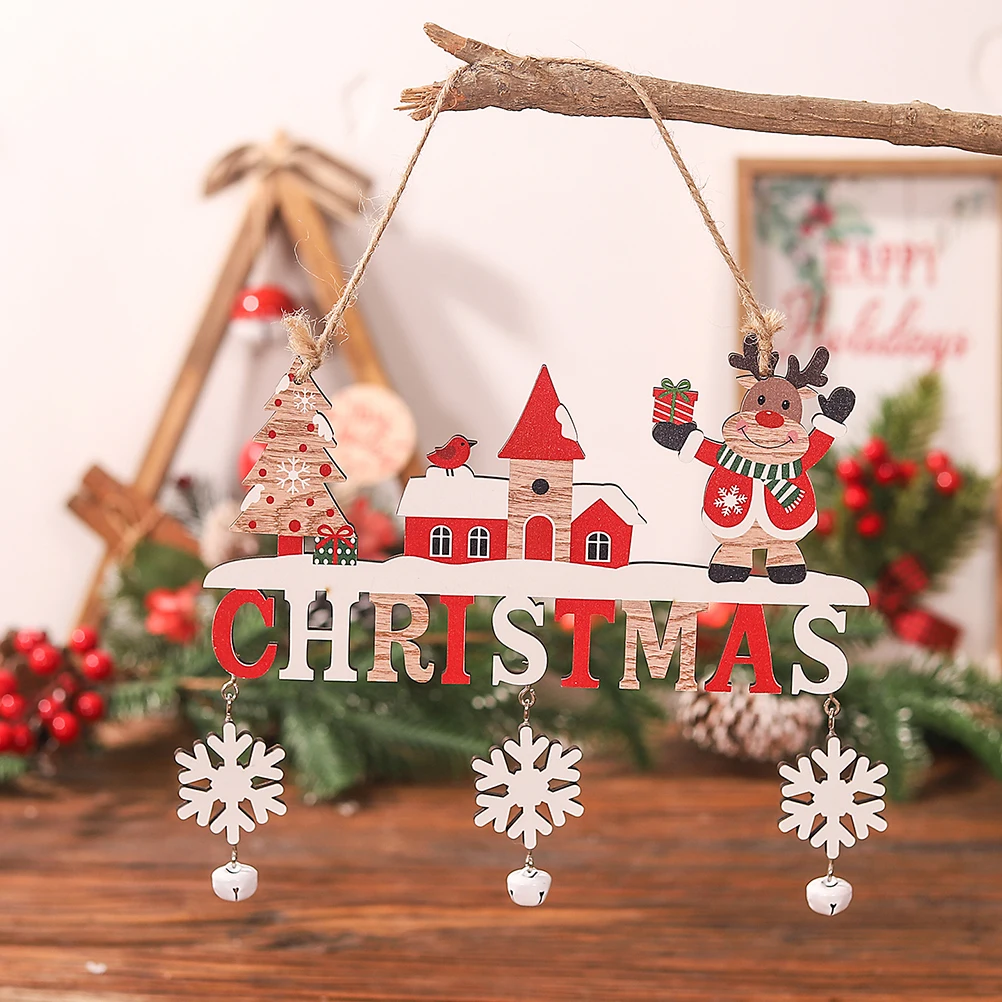 

3Pcs Xmas Wooden Hanging Ornaments Cartoon Christmas Tree Decorations Xmas Pendant Party Supplies Christmas Tree Decorations