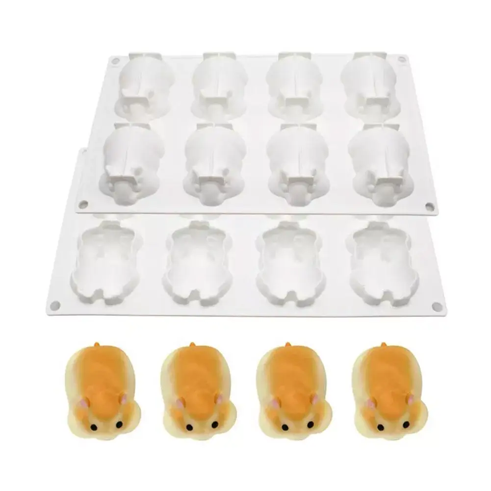 6 Hamster Pinch Silicone Mold Simulation Animal Mousse New Mold 2024 Mold Plaster Cake Ornaments Design Candle Aromatherapy L2B3